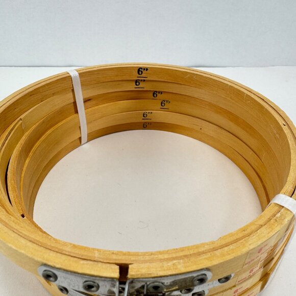 Lot 6 Vintage Wooden Embroidery Hoop Needlepoint Quilt Sewing Wood - Picture 2 of 3